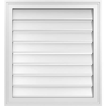 Ekena Millwork Vertical Surface Mount PVC Gable Vent: Functional, w/ 2"W x 1-1/2"P Brickmould Frame, 24"W x 26"H GVPVE24X2602SF